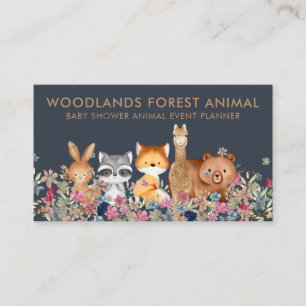 Navy Baby Bear Fox Racoon Rabbit Alpaca Business Card