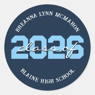 Navy & Baby Blue Personalised Graduation Stickers