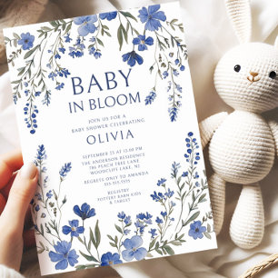 Navy Baby in Bloom Shower Invitation