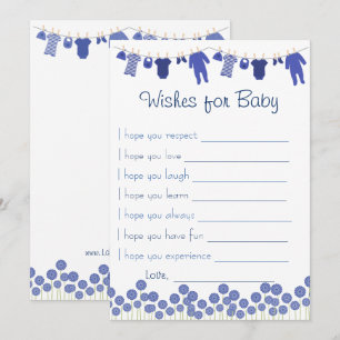 Navy Baby Shower Wishes For Baby Game Invitation