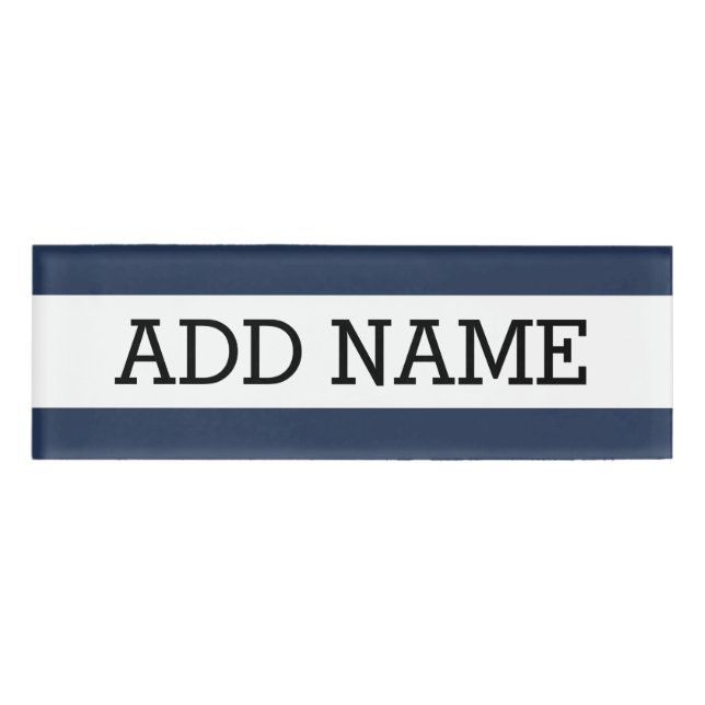 Navy Background with Custom Name Tag (Front)
