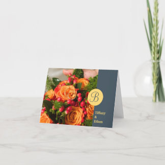Navy band custom photo monogram letter thank you card