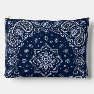 Navy Bandanna Paisley Large Zipper Pouch
