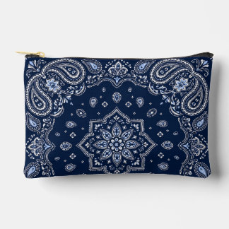 Navy Bandanna Paisley Small Zipper Pouch
