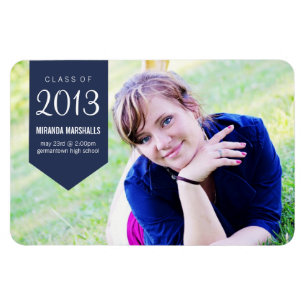 Navy Banner Design Photo Graduation Magnet