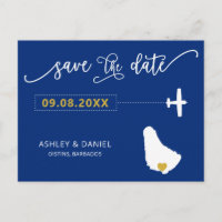 Navy Barbados Wedding Save the Date Map