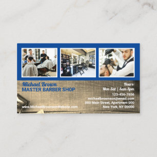 Navy Barber shop photo rustic hair salon for men Business Card