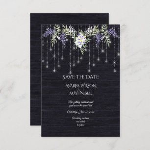 Navy Barnboard String Lights Wisteria Save The Date