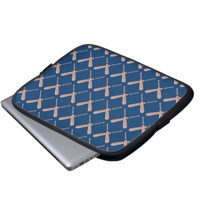 Navy Baseball Bat Laptop Sleeve (Front Bottom)