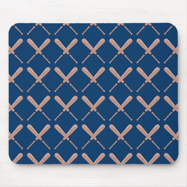 Navy Baseball Bat Mouse Mat (Front)