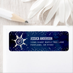 Navy Bat Mitzvah Silver Glitter Modern Address