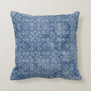Navy Batik Throw Pillow