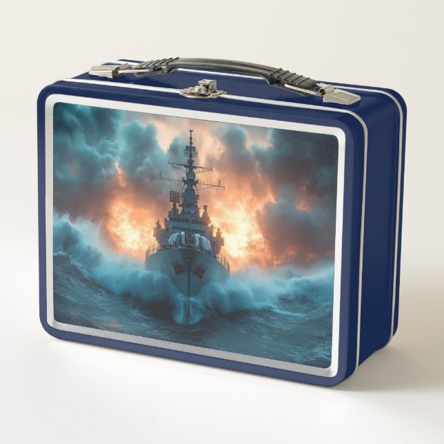 Navy Battleship Metal Lunch Box (Front)