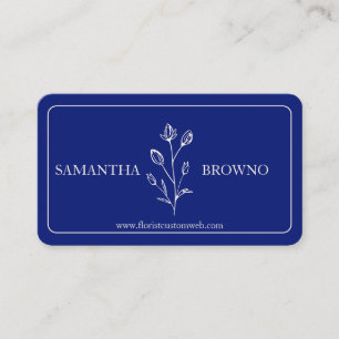 Navy Beige Framed Flower Business Card