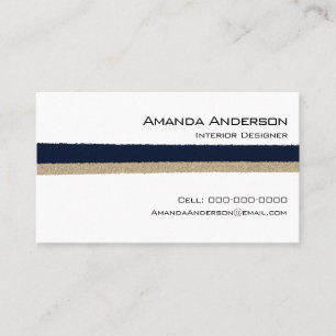 Navy / Beige Paper Stripes Business Card