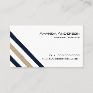 Navy / Beige Paper Stripes Business Card