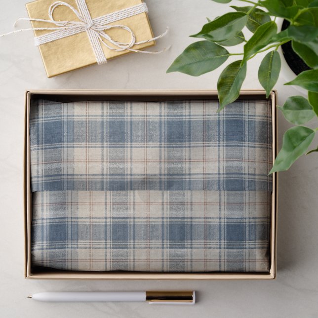 Navy Beige Railway Stripe Pattern Tissue Paper (Gift)