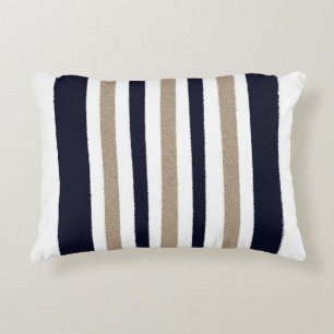 Navy / Beige / White Paper Stripes Decorative Cushion