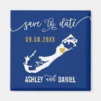 Navy Bermuda Wedding Save the Date Map