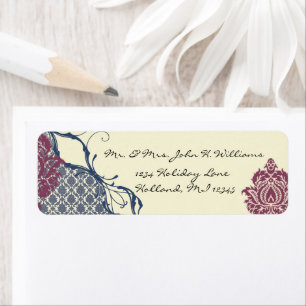 Navy & Berry Berry Elegant Damask Peacock Wedding