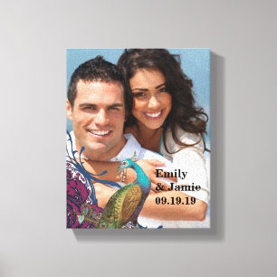 Navy & Berry Berry Elegant Damask Peacock Wedding Canvas Print