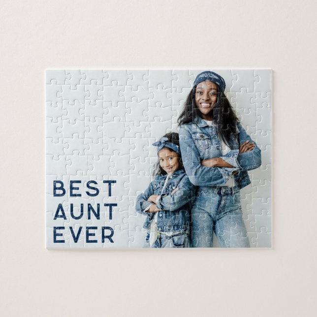 Navy Best Aunt Ever Photo Jigsaw Puzzle (Horizontal)