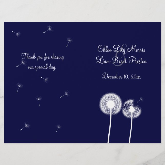 Navy Best Wishes Wedding Program 2 (Front)