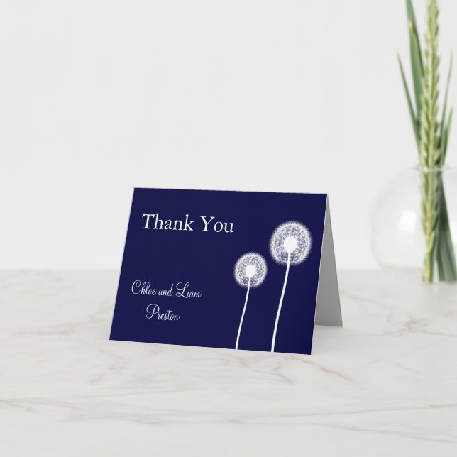 Navy Best Wishes! Wedding Thank You Card (Front)
