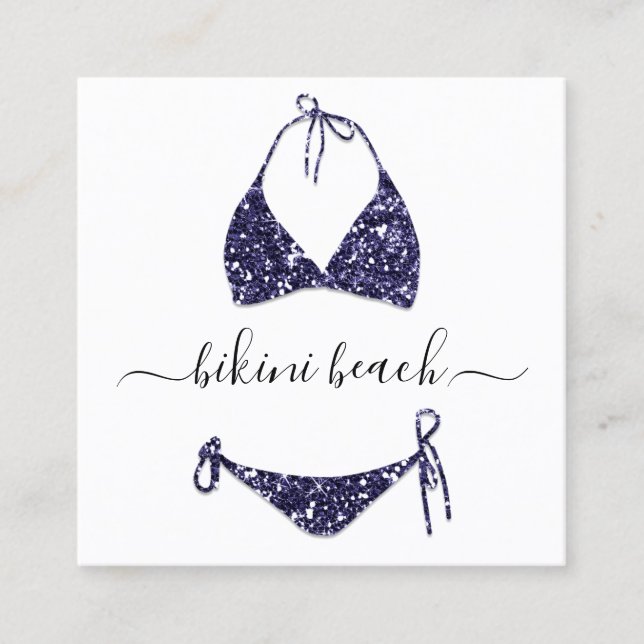 Navy Bikini Lingerie Beach Costume Underwear Shop Square Business Card (Front)