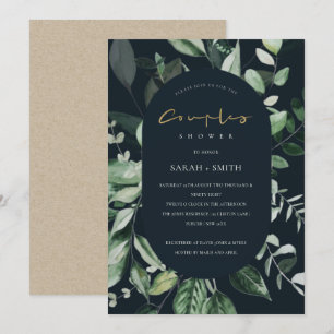 Navy Black Leafy Capsule Couples Shower Invite