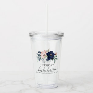 Navy Blooms Bachelorette Party Favour Tumbler