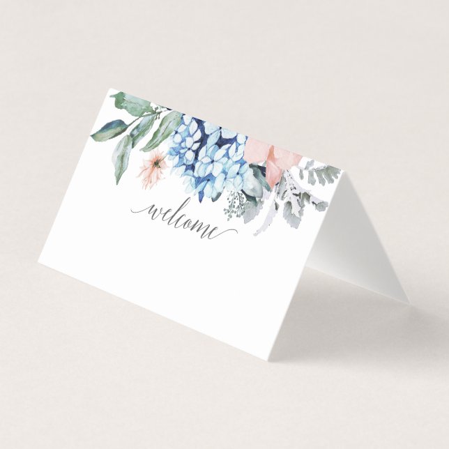 Navy Blooms Place Cards (Front)