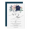 Navy Blooms Wedding Invitation