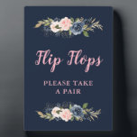 navy blossom pink flip flops wedding favors sign plaque<br><div class="desc">a lovely design with watercolor flowers</div>