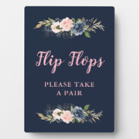 navy blossom pink flip flops wedding favors sign