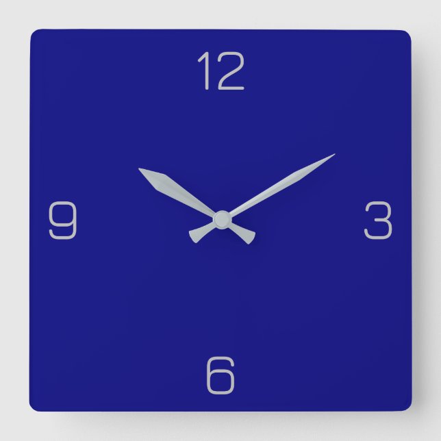 Navy Blue 000080 Colour - Add a Name Option Square Wall Clock (Front)