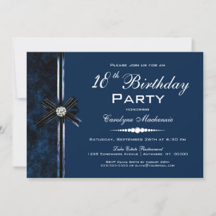 Navy Blue 18th Birthday Party Invitation