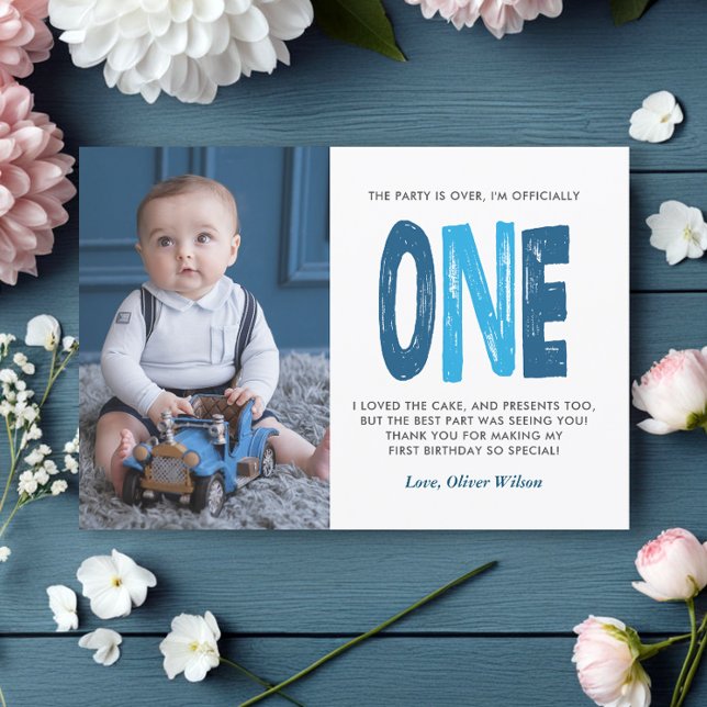 Navy & Blue 1st Birthday Thank You  (Creator Uploaded)