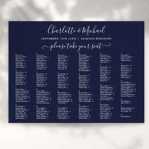Navy Blue 200 Names Wedding Seating Chart