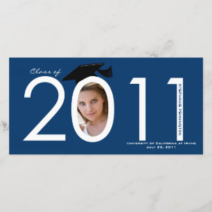 Navy blue 2011 graduation announcement photo card