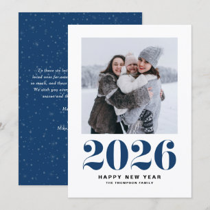 Navy Blue 2025 Bold Typography New Year Photo Holiday Card