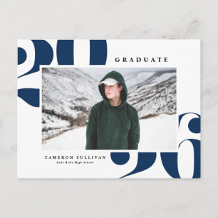 Navy Blue 2026 Bold Typography Photo Graduation Invitation Postcard
