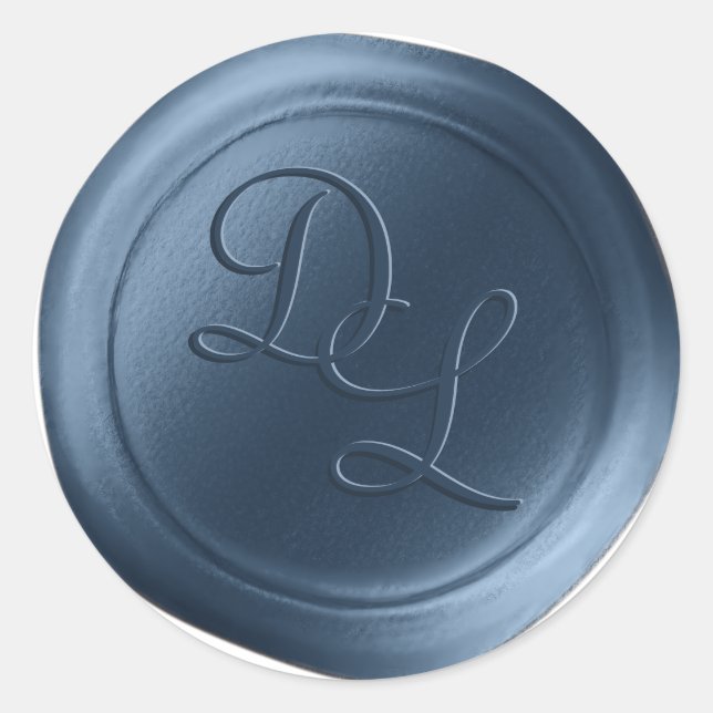 Navy Blue 2 Letter Monogram Wax Seal Stickers (Front)