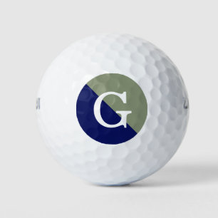 Navy Blue 2 Tone Diag Initial Monogram Golf Balls
