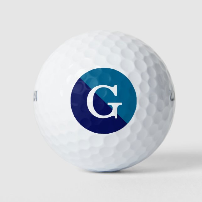 Navy Blue 2 Tone Diag Initial Monogram Golf Balls (Front)