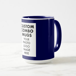 Navy Blue 4:6 Frame Photo, Logo Large Custom Combo Mug