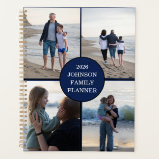 Navy Blue 4 Photo Personalised Family Planner  