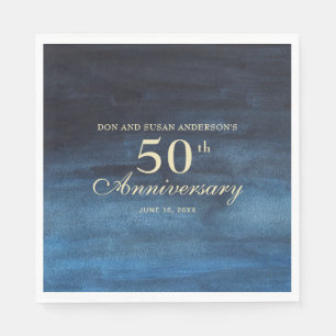 Navy Blue 50th Wedding Anniversary Napkin