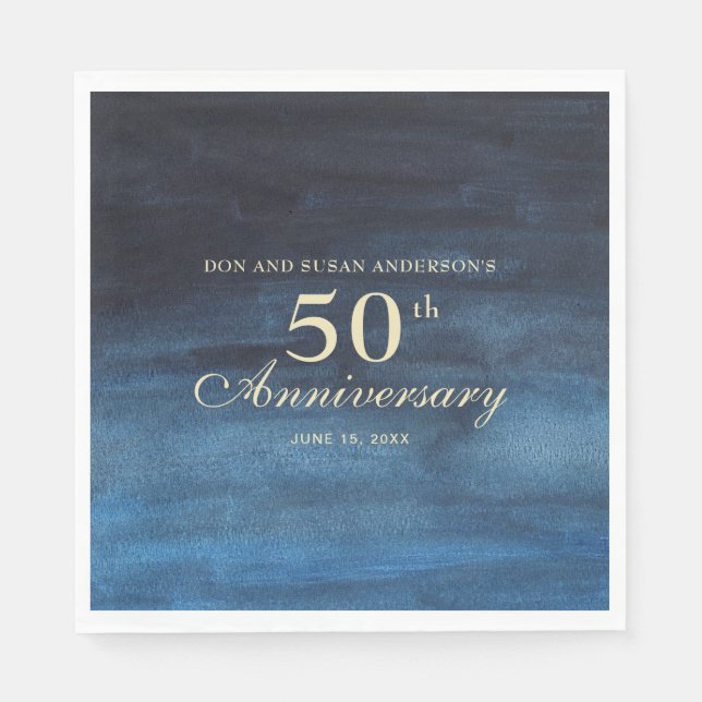 Navy Blue 50th Wedding Anniversary Napkin (Front)