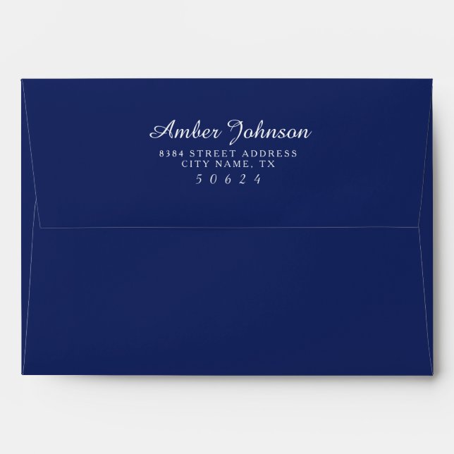 Navy Blue 5 x 7 Pre-Addressed Envelopes (Back (Top Flap))